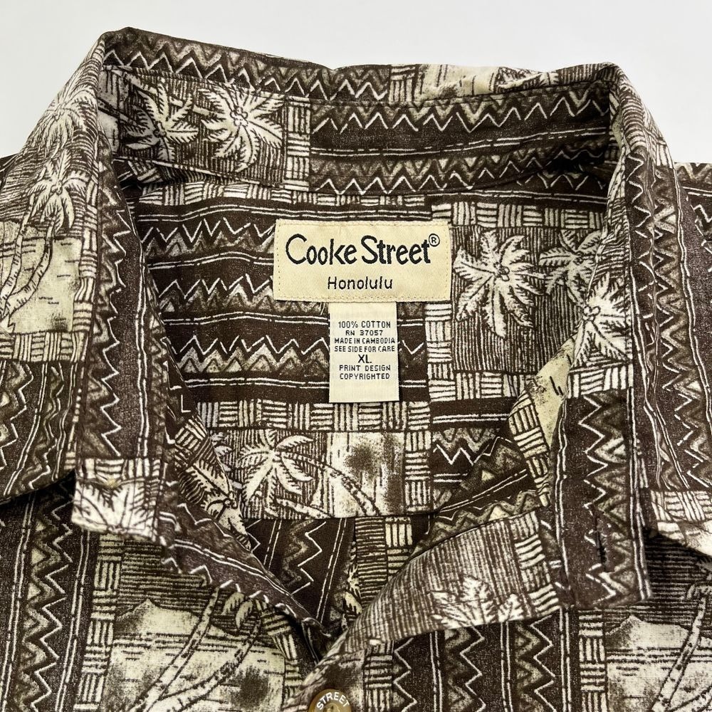 Cooke Street Hawaiian Mens Brown Button Down Shirt, Palm Tree Mens Button Ups T3 - Picture 7 of 9